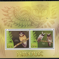 Benin 2014 Owls perf sheetlet containing 2 values unmounted mint