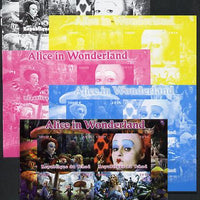 Chad 2014 Alice in Wonderland sheetlet containing 4 values - the set of 5 imperf progressive proofs comprising the 4 individual colours plus all 4-colour composite, unmounted mint.
