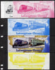 Benin 2014 Chinese Locomotives sheetlet containing 2 values - the set of 5 imperf progressive proofs comprising the 4 individual colours plus all 4-colour composite, unmounted mint