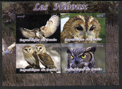 Benin 2014 Owls perf sheetlet containing 4 values unmounted mint. Note this item is privately produced and is offered purely on its thematic appeal