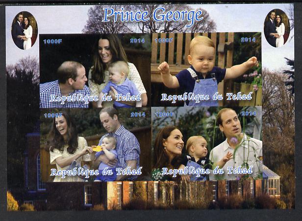 Chad 2014 Prince George imperf sheetlet containing 4 values unmounted mint. Note this item is privately produced and is offered purely on its thematic appeal. .