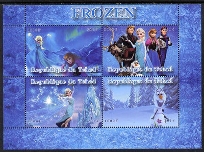Chad 2014 Walt Disney's Frozen #2 perf sheetlet containing 4 values unmounted mint. Note this item is privately produced and is offered purely on its thematic appeal. .