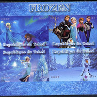 Chad 2014 Walt Disney's Frozen #2 imerf sheetlet containing 4 values unmounted mint. Note this item is privately produced and is offered purely on its thematic appeal. .