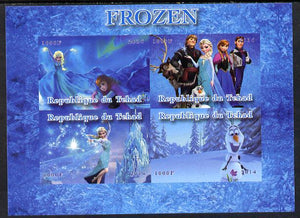 Chad 2014 Walt Disney's Frozen #2 imerf sheetlet containing 4 values unmounted mint. Note this item is privately produced and is offered purely on its thematic appeal. .