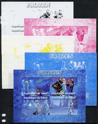 Chad 2014 Walt Disney's Frozen #2 sheetlet containing 4 values - the set of 5 imperf progressive proofs comprising the 4 individual colours plus all 4-colour composite, unmoun