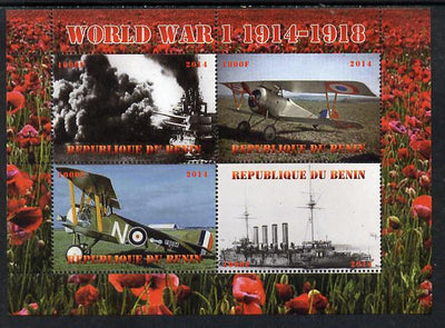 Benin 2014 Centenary of Outbreak of First World War perf sheetlet containing 4 values unmounted mint. Note this item is privately produced and is offered purely on its thematic appeal
