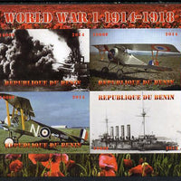 Benin 2014 Centenary of Outbreak of First World War imperf sheetlet containing 4 values unmounted mint. Note this item is privately produced and is offered purely on its thematic appeal