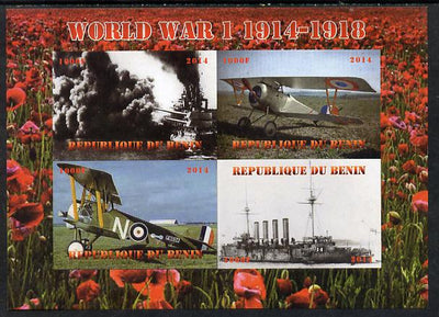 Benin 2014 Centenary of Outbreak of First World War imperf sheetlet containing 4 values unmounted mint. Note this item is privately produced and is offered purely on its thematic appeal