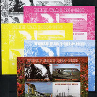 Benin 2014 Centenary of Outbreak of First World War sheetlet containing 4 values - the set of 5 imperf progressive proofs comprising the 4 individual colours plus all 4-colour composite, unmounted mint