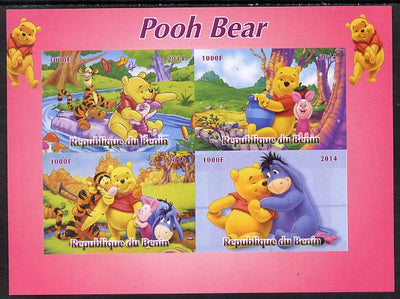 Benin 2014 Pooh Bear #1 imperf sheetlet containing 4 values unmounted mint. Note this item is privately produced and is offered purely on its thematic appeal