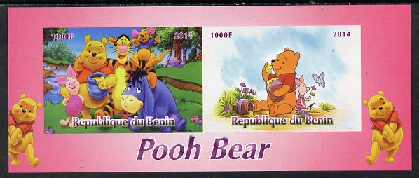 Benin 2014 Pooh Bear #2 imperf sheetlet containing 2 values unmounted mint. Note this item is privately produced and is offered purely on its thematic appeal