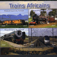 Chad 2014 African Trains perf sheetlet containing 4 values unmounted mint. Note this item is privately produced and is offered purely on its thematic appeal. .