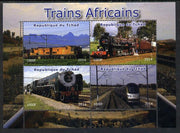 Chad 2014 African Trains perf sheetlet containing 4 values unmounted mint. Note this item is privately produced and is offered purely on its thematic appeal. .