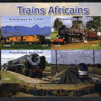 Chad 2014 African Trains imperf sheetlet containing 4 values unmounted mint. Note this item is privately produced and is offered purely on its thematic appeal. .