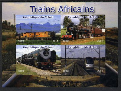 Chad 2014 African Trains imperf sheetlet containing 4 values unmounted mint. Note this item is privately produced and is offered purely on its thematic appeal. .