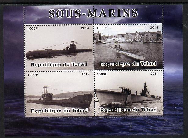 Chad 2014 Submarines #2 perf sheetlet containing 4 values unmounted mint. Note this item is privately produced and is offered purely on its thematic appeal. .