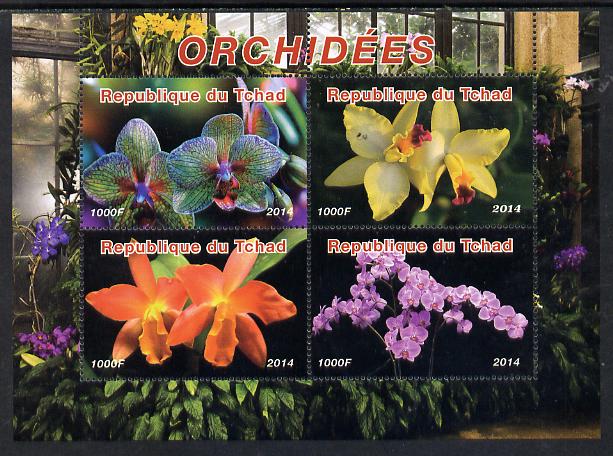 Chad 2014 Orchids #3 perf sheetlet containing 4 values unmounted mint. Note this item is privately produced and is offered purely on its thematic appeal. .