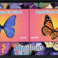 Chad 2014 Butterflies #4 perf sheetlet containing 2 values unmounted mint. Note this item is privately produced and is offered purely on its thematic appeal. .