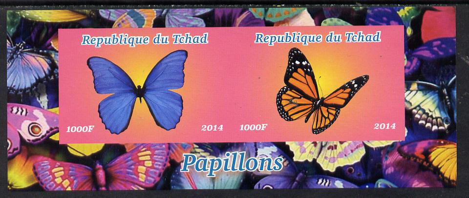 Chad 2014 Butterflies #4 imperf sheetlet containing 2 values unmounted mint. Note this item is privately produced and is offered purely on its thematic appeal. .