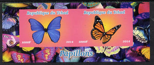 Chad 2014 Butterflies #4 imperf sheetlet containing 2 values unmounted mint. Note this item is privately produced and is offered purely on its thematic appeal. .