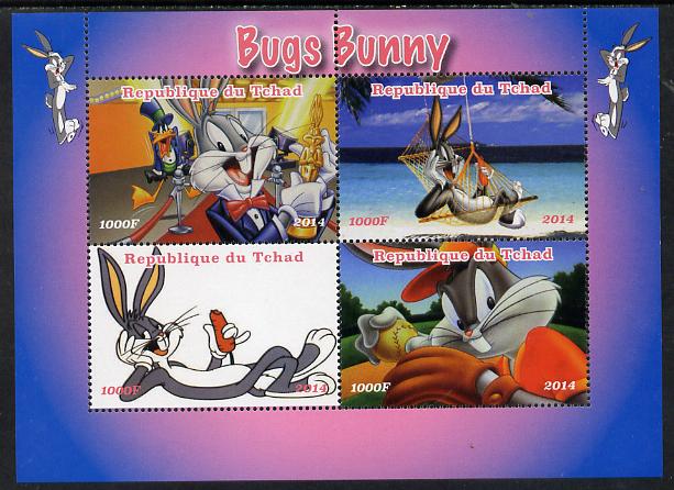 Chad 2014 Bugs Bunny #1 perf sheetlet containing 4 values unmounted mint. Note this item is privately produced and is offered purely on its thematic appeal. .