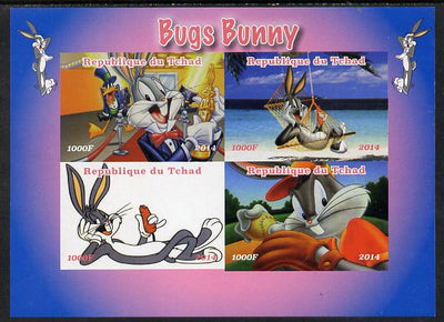 Chad 2014 Bugs Bunny #1 imperf sheetlet containing 4 values unmounted mint. Note this item is privately produced and is offered purely on its thematic appeal. .