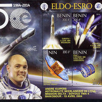 Benin 2014 European Space Research Organisation - Andre Kuipers perf sheetlet containing 4 values unmounted mint