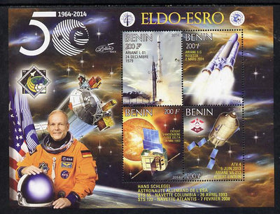 Benin 2014 European Space Research Organisation - Hans Schlegel perf sheetlet containing 4 values unmounted mint