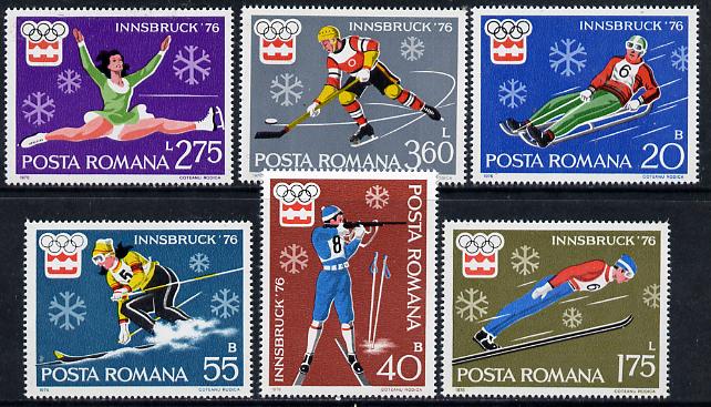 Rumania 1976 Innsbruck Winter Olympics set of 6, Mi 3312-17
