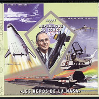 Congo 2014 Heroes of NASA - Hugh Dryden imperf sheetlet containing 4 values unmounted mint