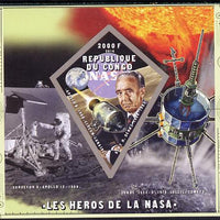 Congo 2014 Heroes of NASA - Kurt H Debus imperf sheetlet containing 4 values unmounted mint