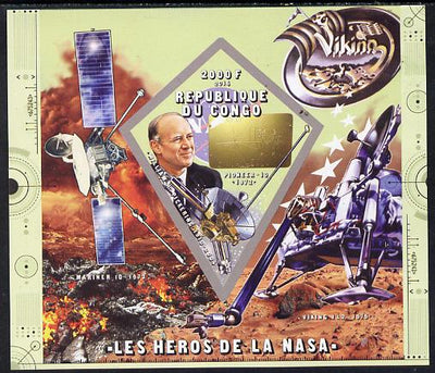 Congo 2014 Heroes of NASA - William H Pickering imperf sheetlet containing 4 values unmounted mint