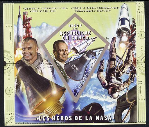 Congo 2014 Heroes of NASA - Chris Kraft imperf sheetlet containing 4 values unmounted mint