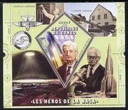 Congo 2014 Heroes of NASA - Hermann Oberth perf sheetlet containing 4 values unmounted mint