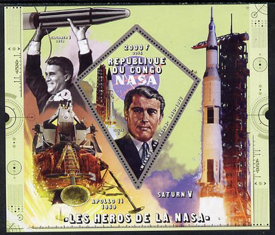 Congo 2014 Heroes of NASA - Werner Von Braun perf sheetlet containing 4 values unmounted mint