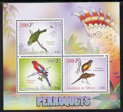 Djibouti 2014 Parrots perf sheetlet containing 3 values unmounted mint