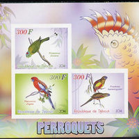 Djibouti 2014 Parrots imperf sheetlet containing 3 values unmounted mint