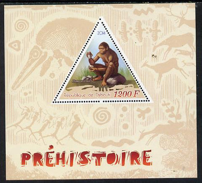 Djibouti 2014 Pre-historic perf s/sheet containing one triangular-shaped value unmounted mint