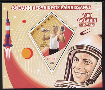 Mali 2014 80th Birth Anniversary of Yuri Gagarin perf s/sheet containing one diamond-shaped value unmounted mint