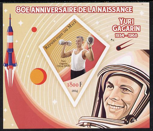 Mali 2014 80th Birth Anniversary of Yuri Gagarin imperf s/sheet containing one diamond-shaped value unmounted mint