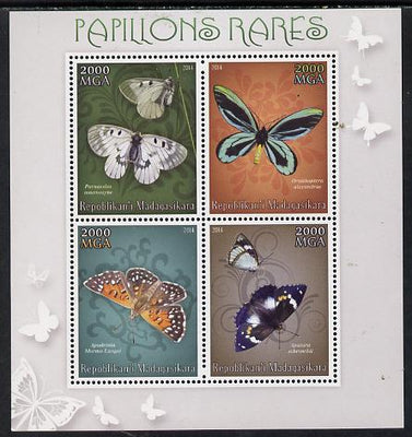 Madagascar 2014 Rare Butterflies perf sheetlet containing 4 values unmounted mint
