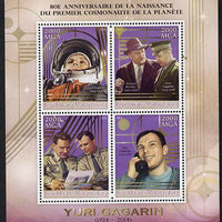 Madagascar 2014 80th Birth Anniversary of Yuri Gagarin perf sheetlet containing 4 values unmounted mint