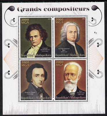 Madagascar 2014 Great Composers perf sheetlet containing 4 values unmounted mint