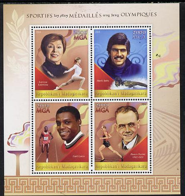 Madagascar 2014 Most Decorated Olympians perf sheetlet containing 4 values unmounted mint