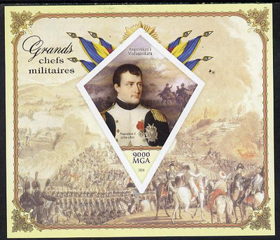 Madagascar 2014 Great Military Leaders imperf deluxe sheet containing one diamond shaped value unmounted mint
