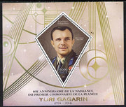 Madagascar 2014 80th Birth Anniversary of Yuri Gagarin perf deluxe sheet containing one diamond shaped value unmounted mint