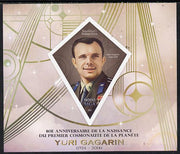 Madagascar 2014 80th Birth Anniversary of Yuri Gagarin imperf deluxe sheet containing one diamond shaped value unmounted mint