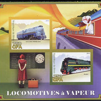 Benin 2014 Steam Locomotives imperf sheetlet containing 2 values unmounted mint