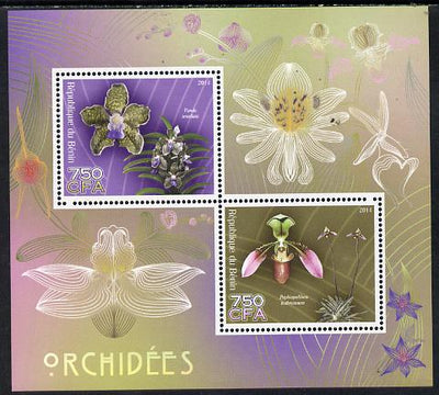 Benin 2014 Orchids perf sheetlet containing 2 values unmounted mint