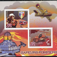 Benin 2014 Fire Fighting imperf sheetlet containing 2 values unmounted mint